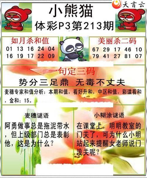 排列三22213期小熊猫图谜2