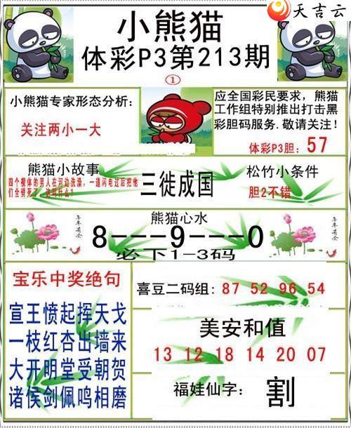 排列三22213期小熊猫图谜3